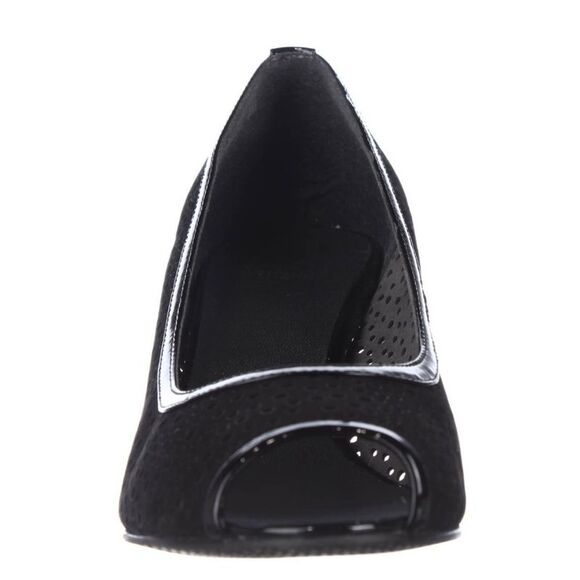 STUART WEITZMAN Womens Black Nudotcomer Toe Wedge Slip On Leather Pumps 5.5 M - Picture 3 of 4